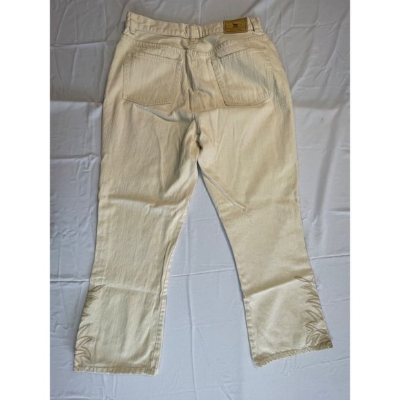 Ralph Lauren Jeans Co Size 14 Tan Wide Leg Denim Mid Rise Stretch 32 Embroidered - Picture 11 of 12